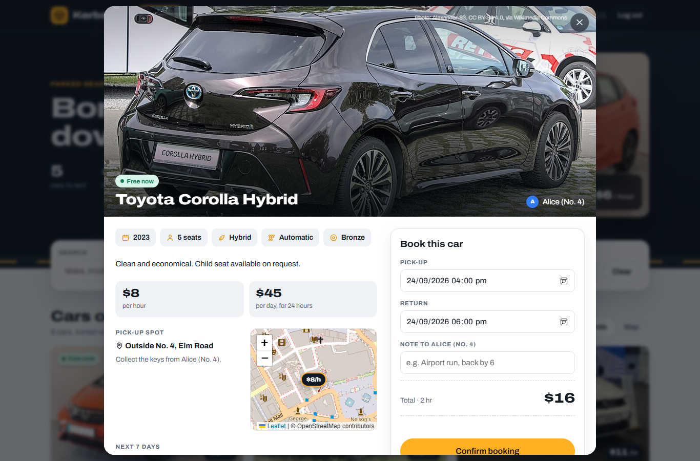 Car detail and booking