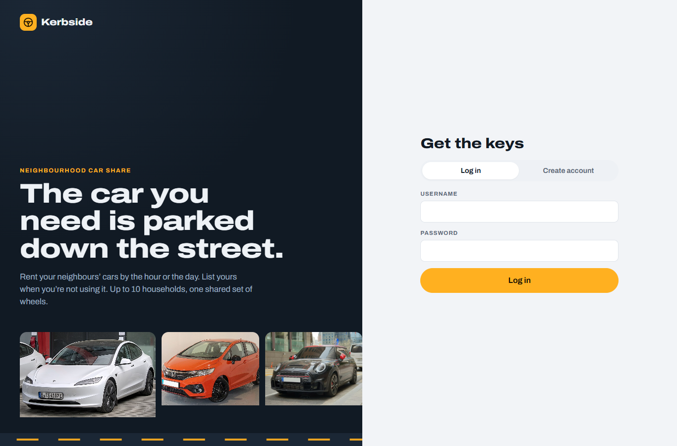 Login page